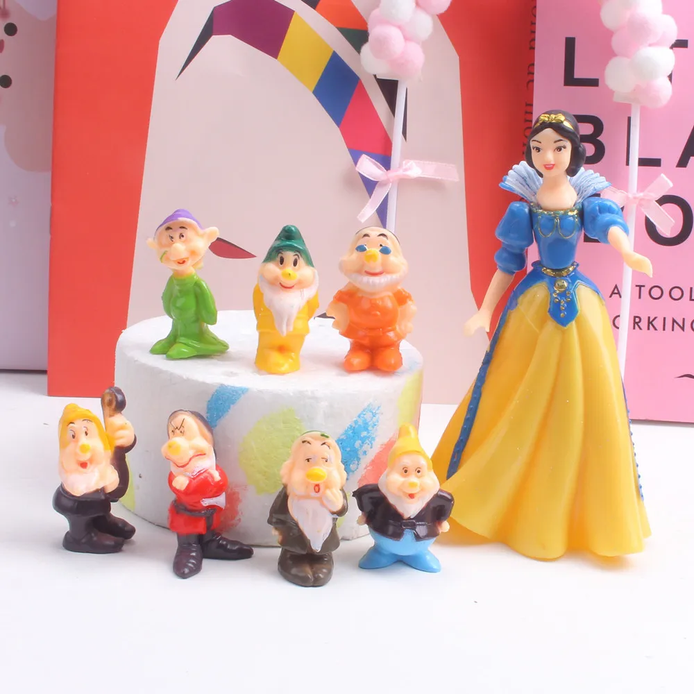 8Pcs/Set Disney Movie Snow White And The Seven Dwarfs Action Figure Snow Princess Pretty Dolls Collection Children Toys