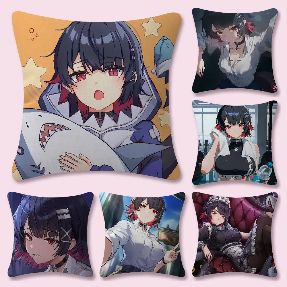 Anime Ellen Joe Z-Zenless Zone Zero Pillow Case Plush Fabric Soft Double Sided Print Sofa Cushion Cover Throw Pillow Covers