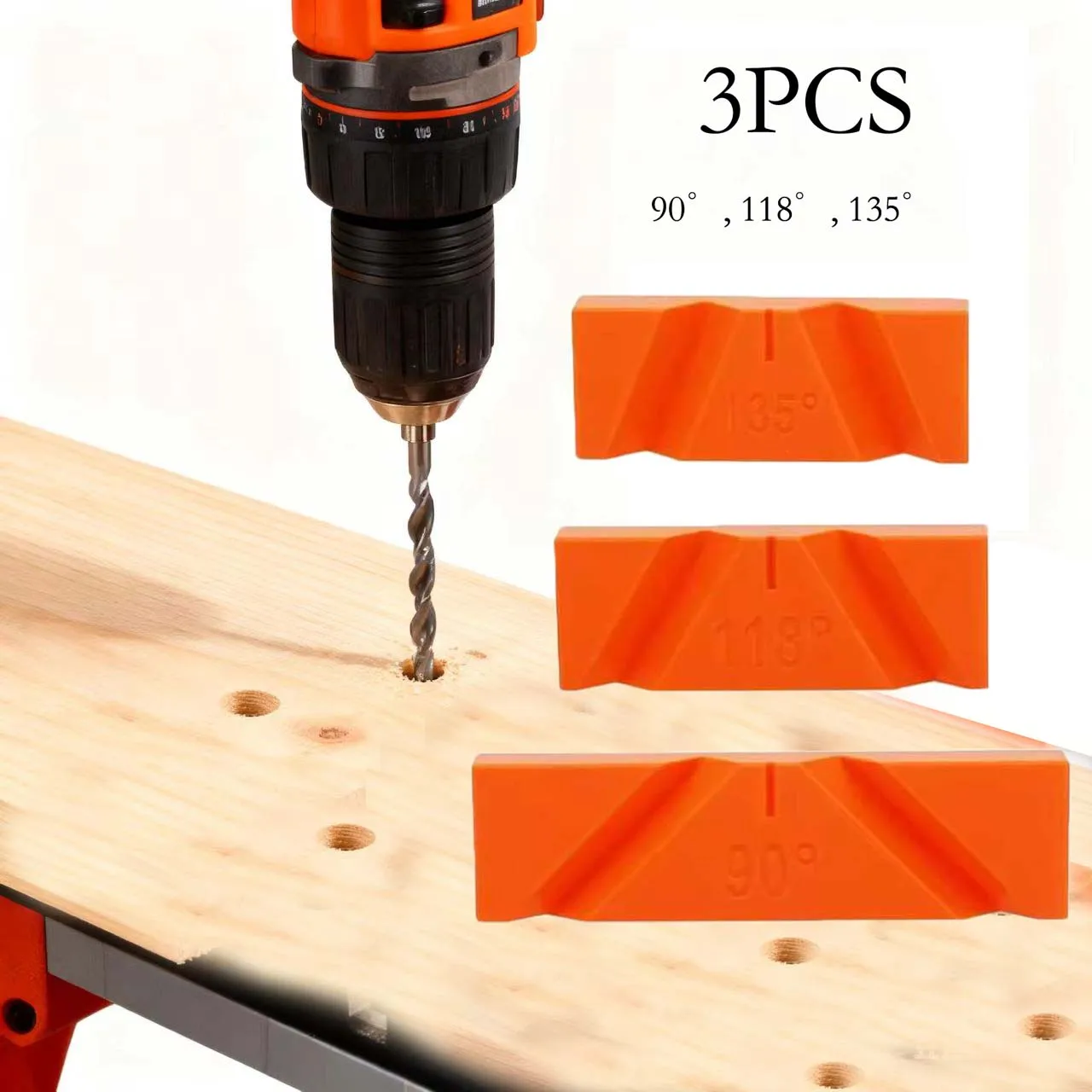 3PCS Drill Bit Sharpening Jig Tool for Restoring 90 118 and 135 Degree Angles Compatible with Dry and Wet Grinders