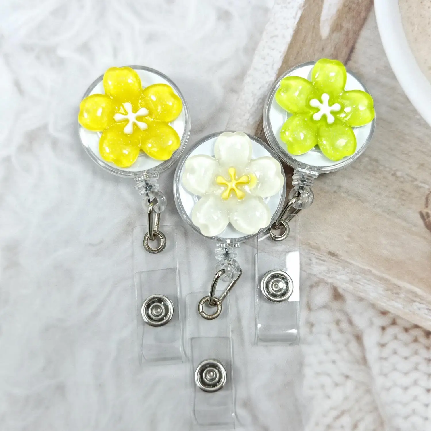 Lovely Flower Series Retractable Badge Reel ID Clip for Clerks Doctors Students Cross-Border Popular Accessory