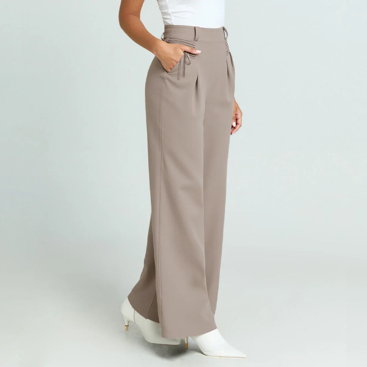 Pantaloni Summer Office Lady Pantaloni basic quotidiani alla caviglia in vita naturale tinta unita semplici per le donne