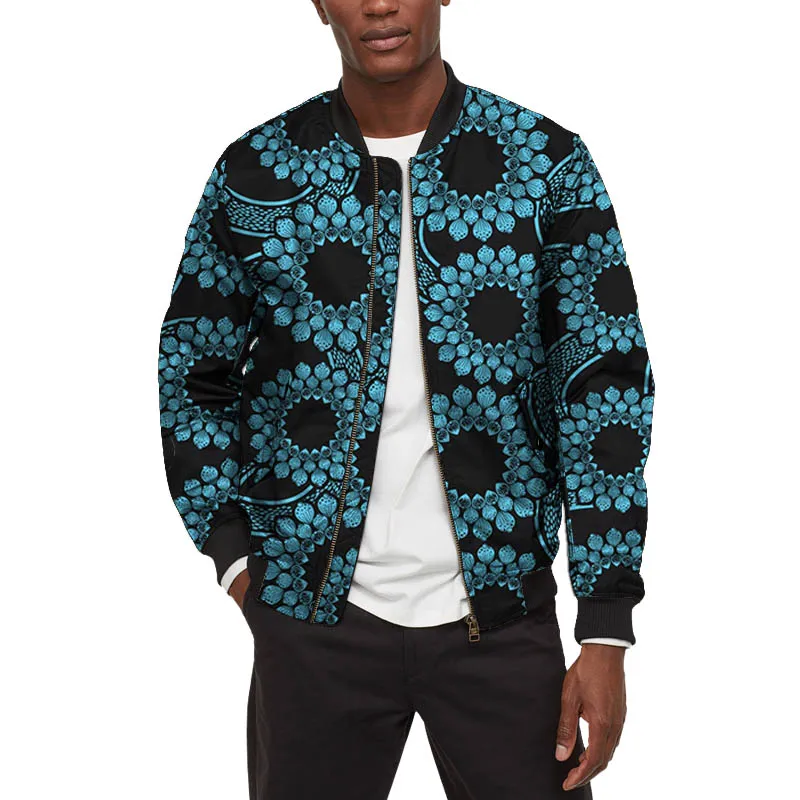 

African Design Couture Men's Bomber Jacket Colorful Print Wax Male Casual Short Baseball Coat Holiday Street Styles