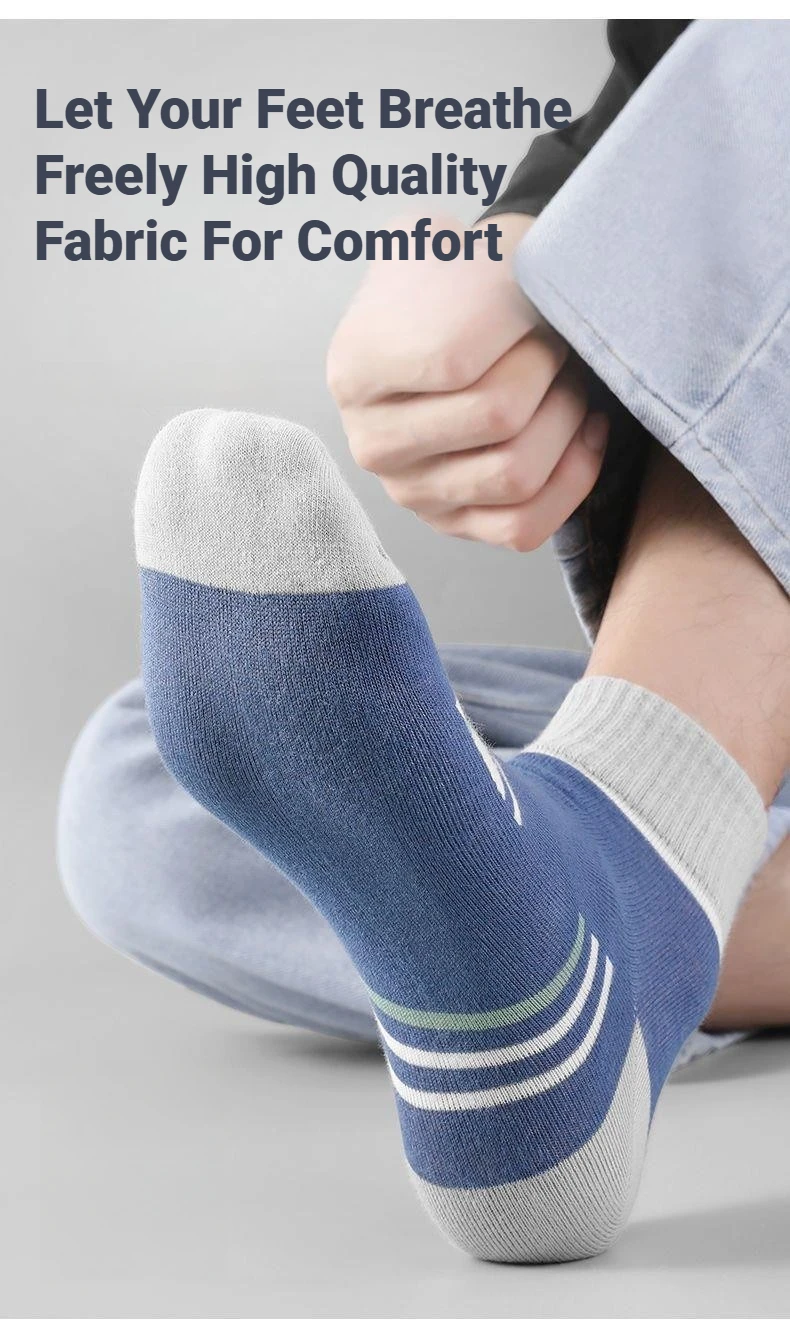 5 Paar Herren-Socken, mittelhohe, dünne, atmungsaktive Socken für Frühling und Herbst, geeignet für Freizeitaktivitäten, Outdoor-Wanderungen, Basketball und den täglichen Sport. – Detail 8