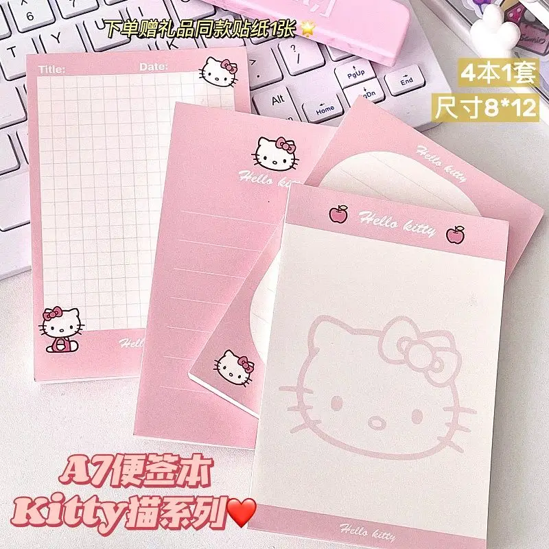 2024 New Cartoon Hello Kitty A7 Memorandum Notepad Kawaii Girl\'s Heart Practical Student Message Book Mini Portable Pocket Book