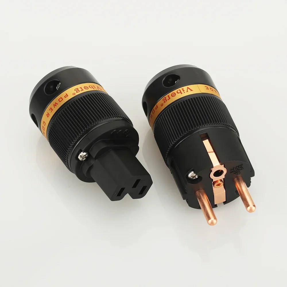 

Hi End Viborg VE501+VF501 Pure Copper Schuko Power Plug EU Male and IEC Female Connector Plug HIFI