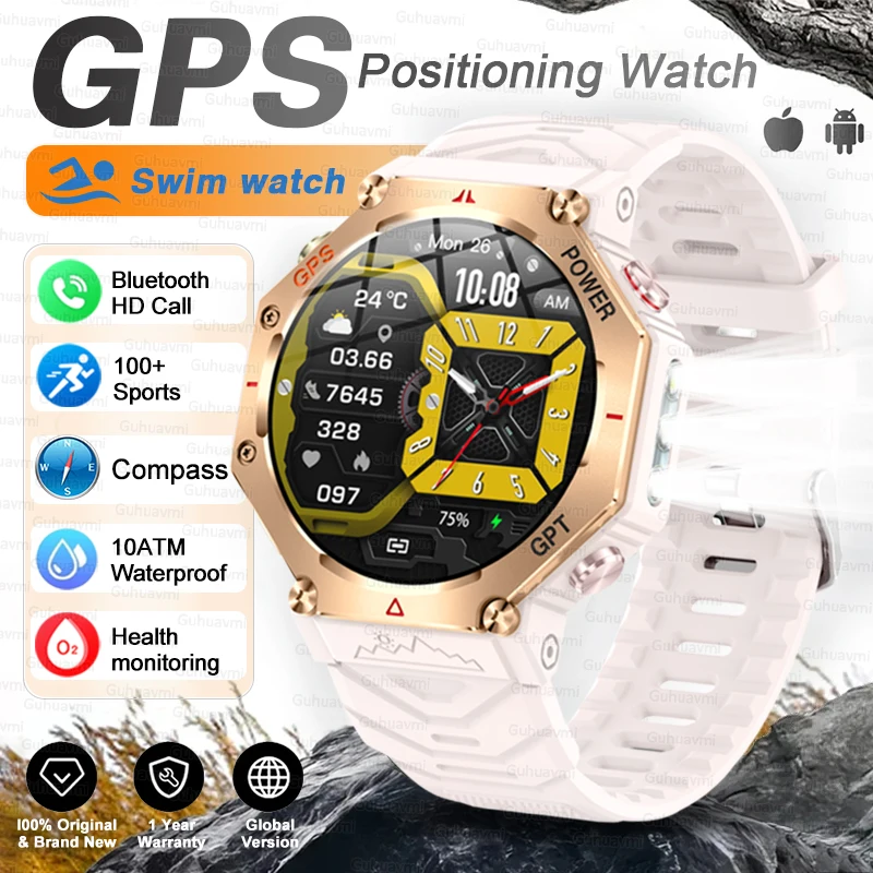 T-Rex 3 Ultra Militaire GPS Smart Watch 10 ATM Waterdicht Kompas Hoogtemeter Barometrische AMOLED Heren HD Oproep Sport Smartwatch