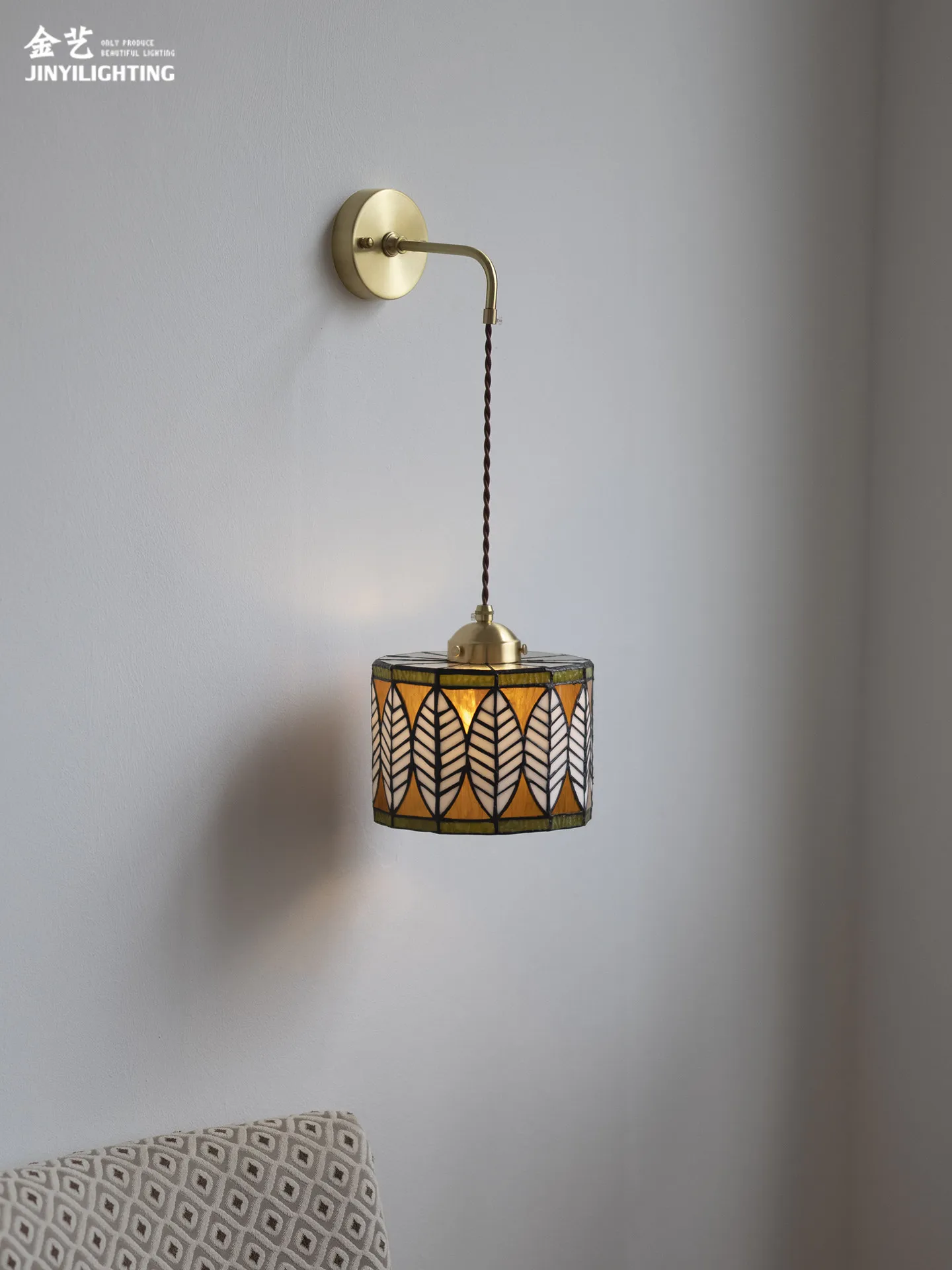 

Листья в лесу, японский ретро стеклянный настенный светильник, ниша, креативная прикроватная люстра для спальни