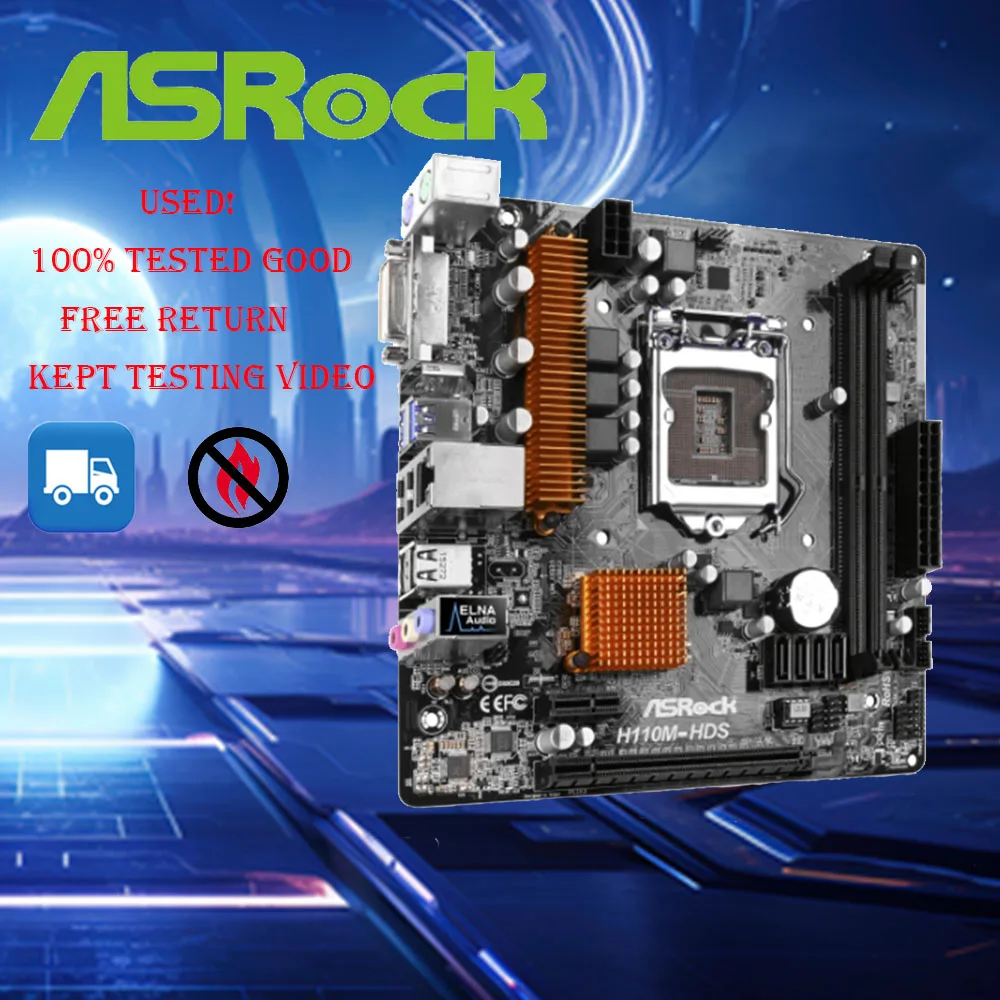 

Used ASRock Motherboard Micro ATX DDR4 LGA 1151 H110M-HDS