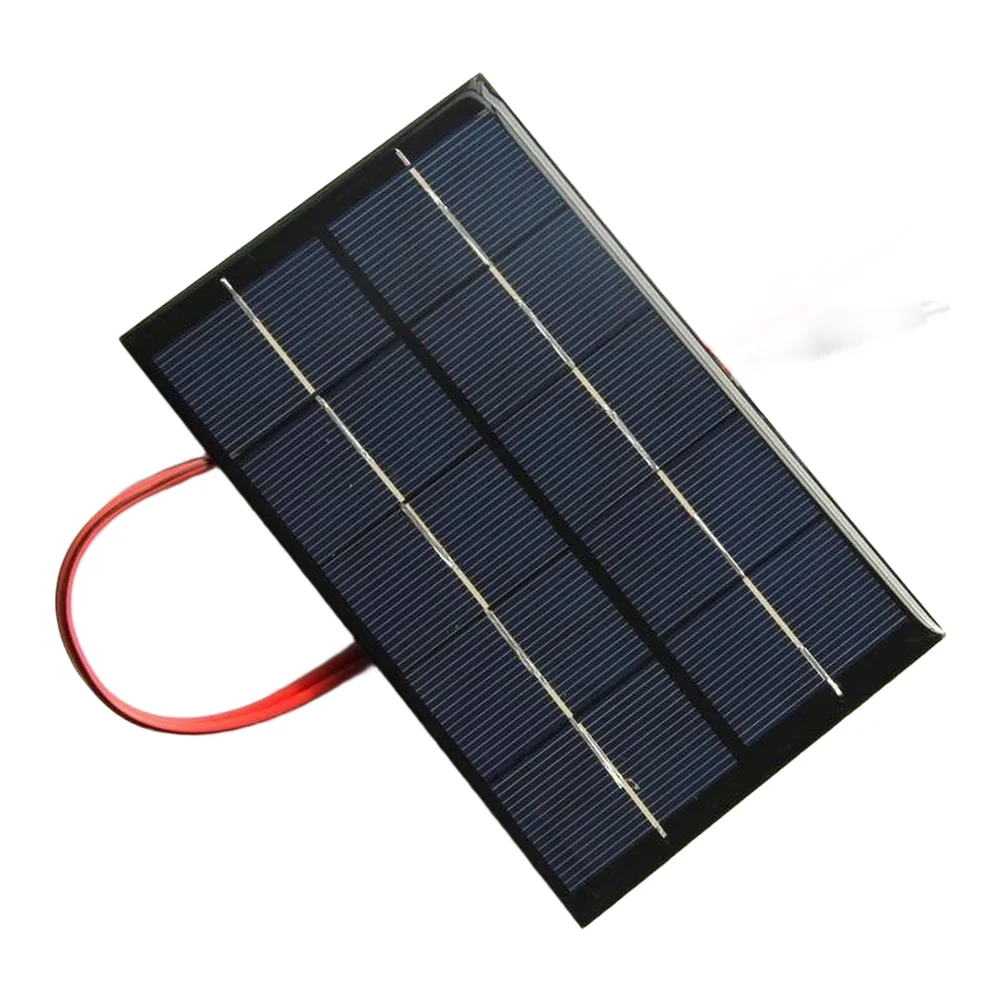 5W Polycrystalline Silicon Solar Panel 5V Output With Clips 3.6V 3.7V Battery Charger Solar Light DIY Kit Black