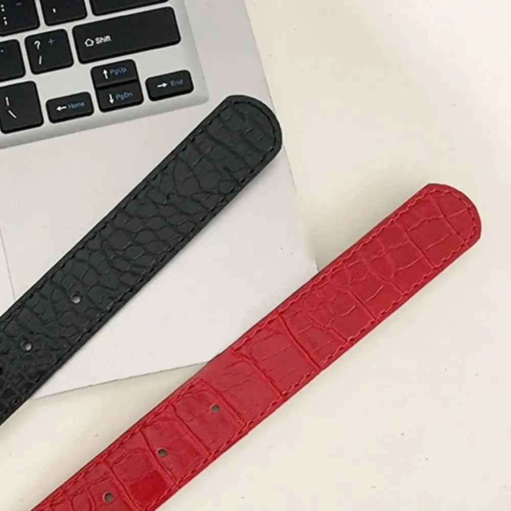 Fashion Simple Design Women's Belt Luxury PU Leather Lychee Pattern Waist Belt Casual Red Black Jeans Belt Dress