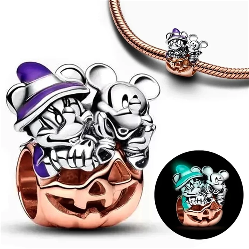 100% 925 Sterling Silver Disney Park 2024 Minnie Mickey Charm Beads Fit Original Pandora Bracelet DIY Jewelry Christmas Gift