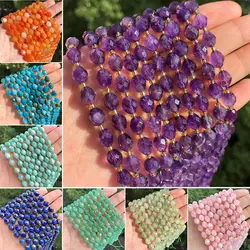 8x7mm Faceted Oval Stone Natural Amethyst Amazonite Quartz Bead Spacer Bead For Jewelry Making Diy Bracelet Necklace Accessories
