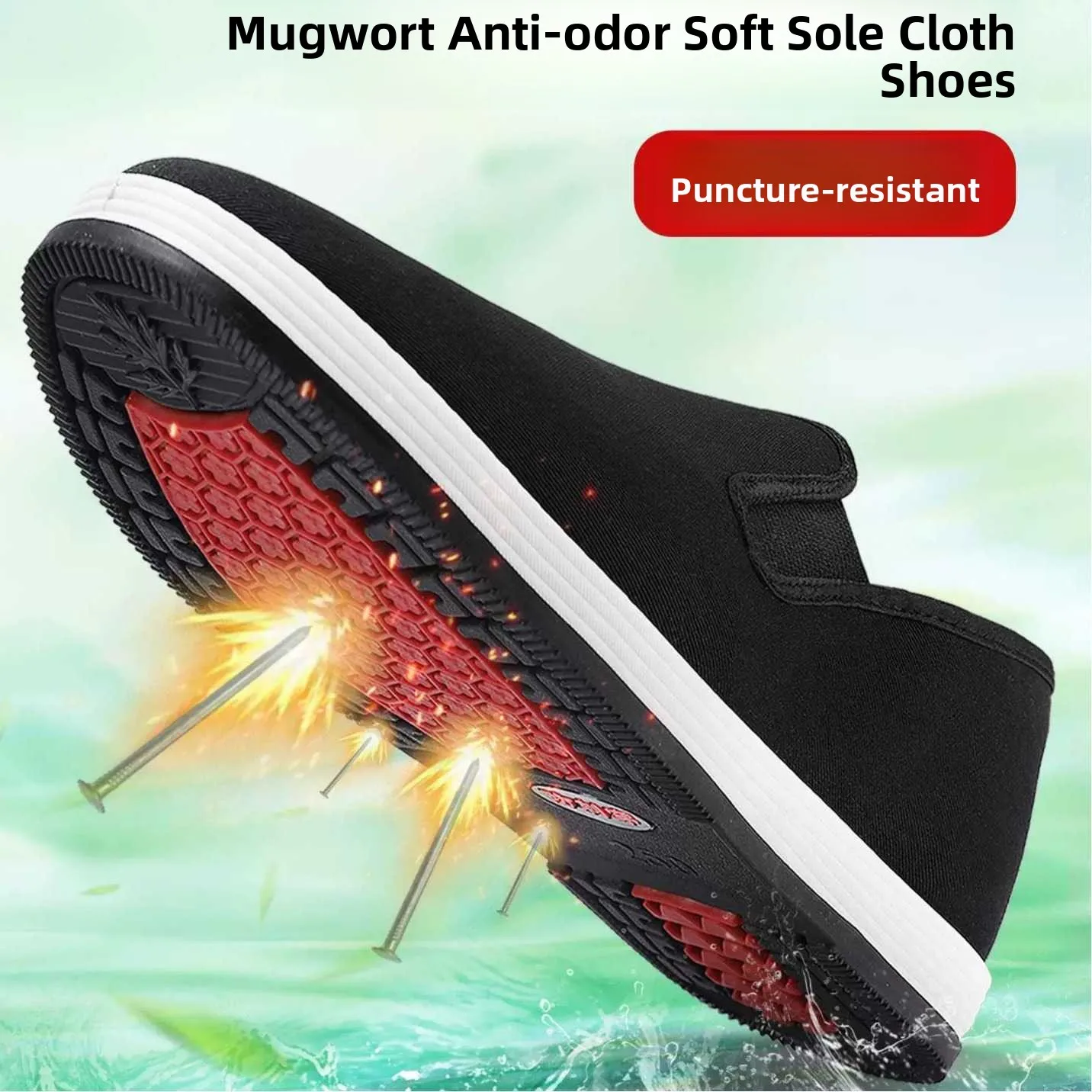 Old Beijing Men's Cloth Shoes Comfortable Breathable Soft Bottom One-Step Thousand-Layer Black Cloth Shoes for Middle-Aged An...