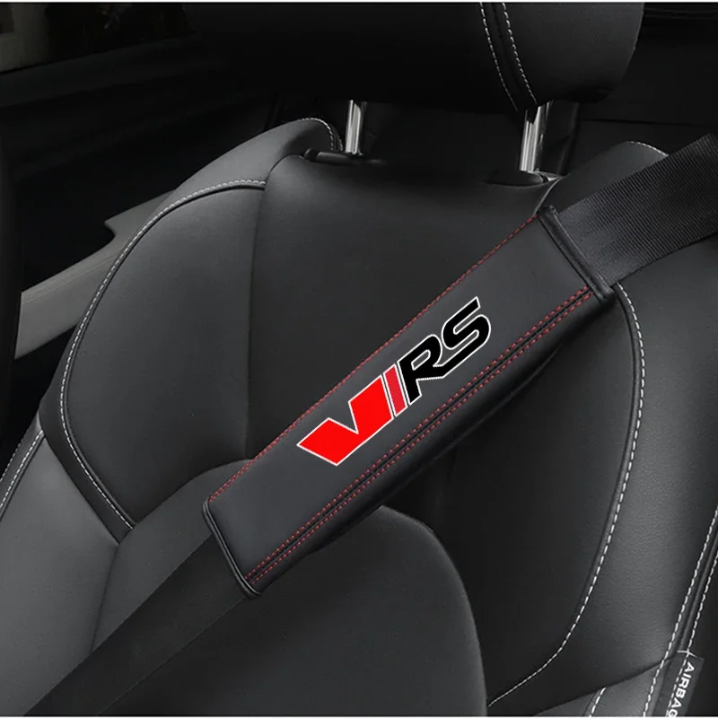 For Skoda Virs RS RS IV 1pc Cowhide Car Interior Seat Belt Protector Cover For Car Auto Accessories