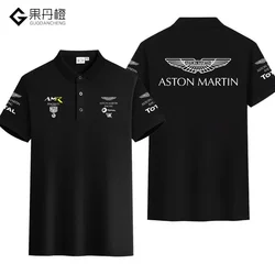 New summer team racing suit same style men's business short-sleeved lapel polo shirt pure cotton versatile For A-Astons Martins