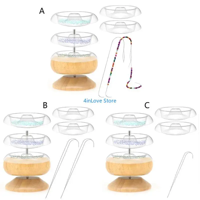

T4MD Загрузчик для бусин Прокалывание бусин Деревянное ручное вращение Рисовые бусины Быстрое бисероплетение