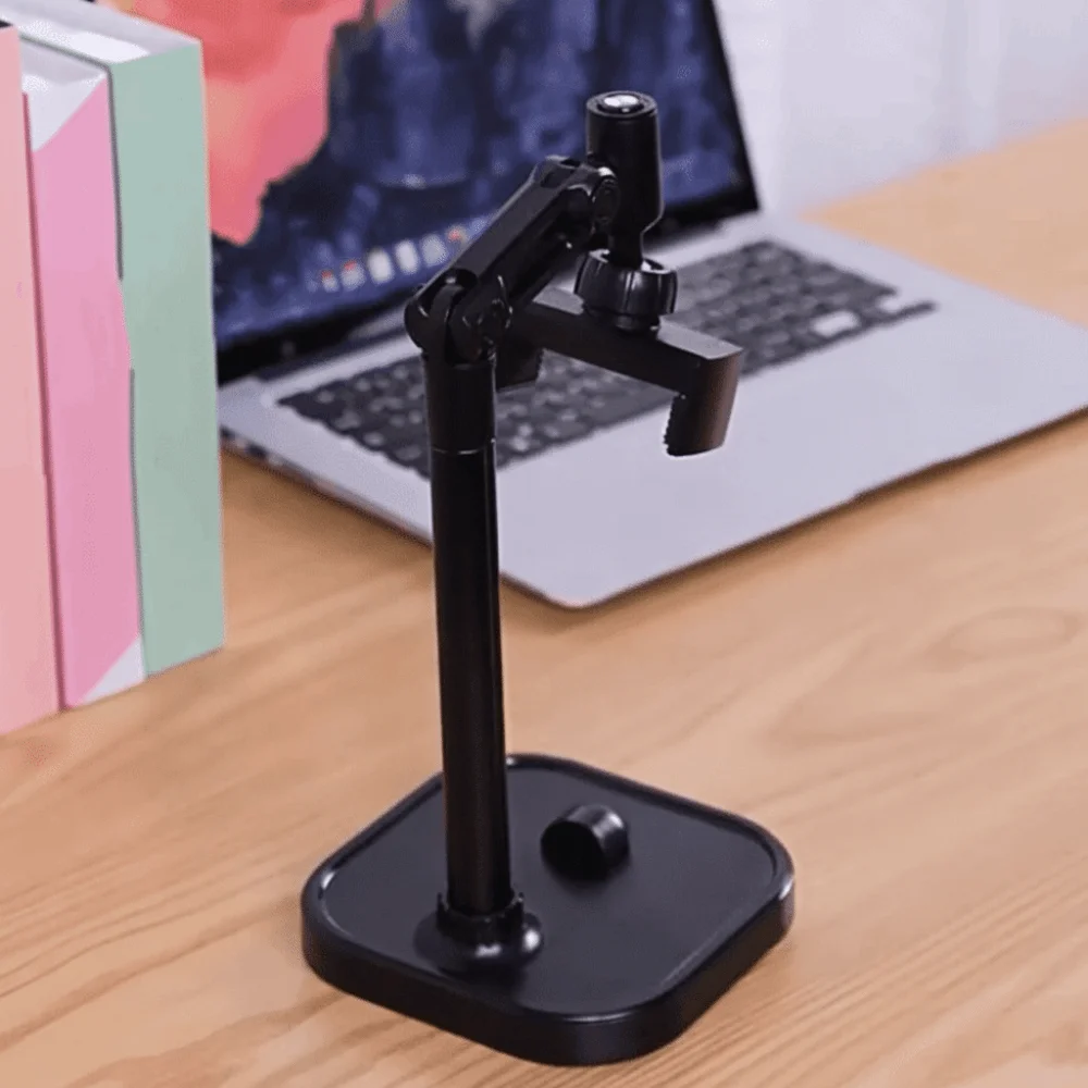 

2 in 1 Telescopic Phone Stand Adjustable Height Overhead Desktop Phone Holder Stable Base Portable Mobile Phone Bracket