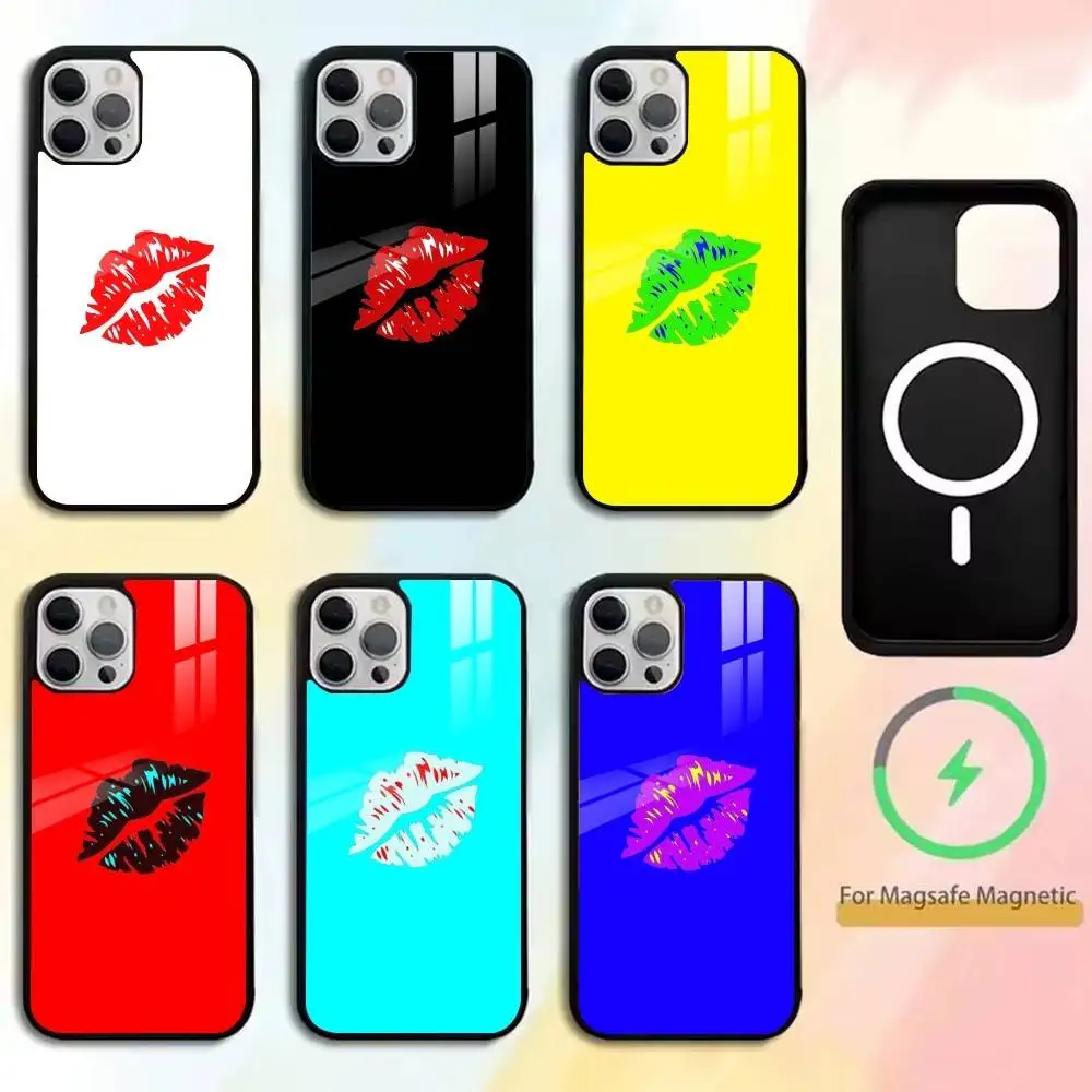 

KISS Mark Phone Case For iPhone17,16,15,14,13,12,11 Plus,Pro Magnetic For Magsafe Wireless Charging