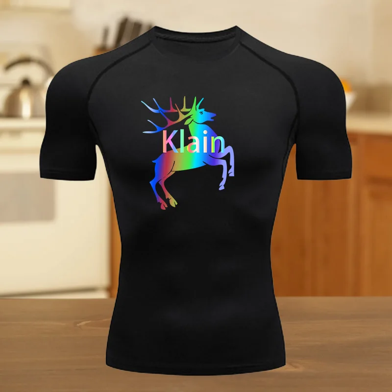 Graphic Compression Shirts for Men Gym Workout Running T-shirt Summer Athletic Quick Dry Tees Tops Fit Short Sleeve Rash Guard