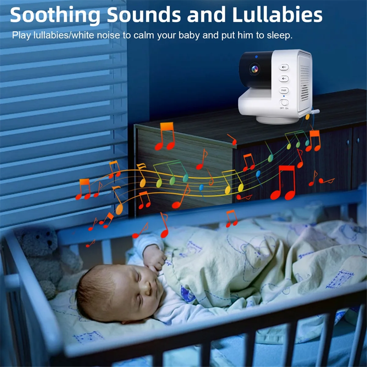 A002 7Inch Video Baby Monitor Security Protection IR Night Vision Pan Tilt Zoom Video Surveillance Temperature Sensor,EU Plug