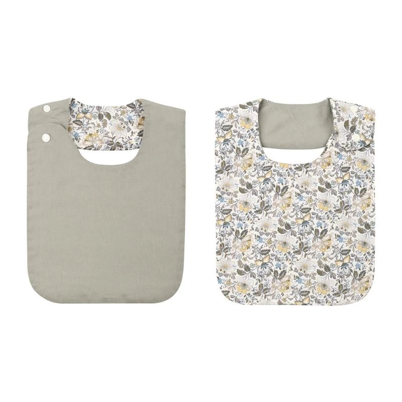 J15U الأزهار المرايل خمر الوليد مزدوجة الجانب المرايل مقاوم للماء الكتان القطن منشفة لعاب استحمام الطفل الهدايا عشاء تغذية