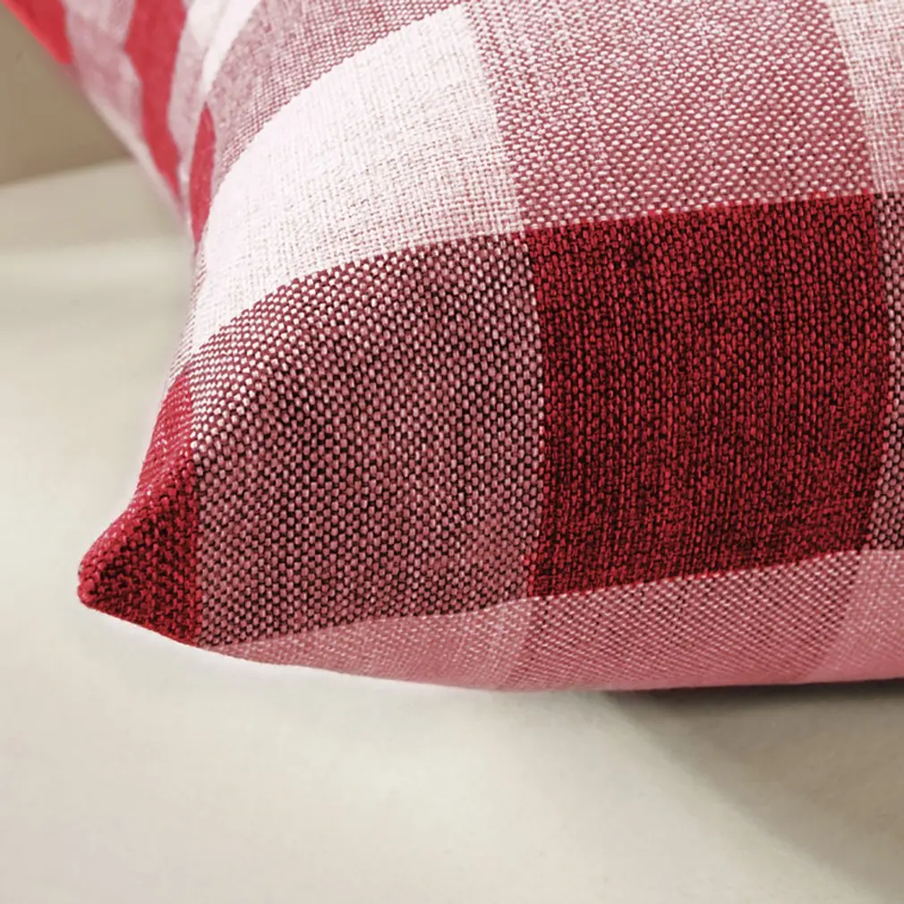 Funda de almohada cuadrada a cuadros grande clásica, cojín de cama, cojín de sofá, funda de almohada de lino