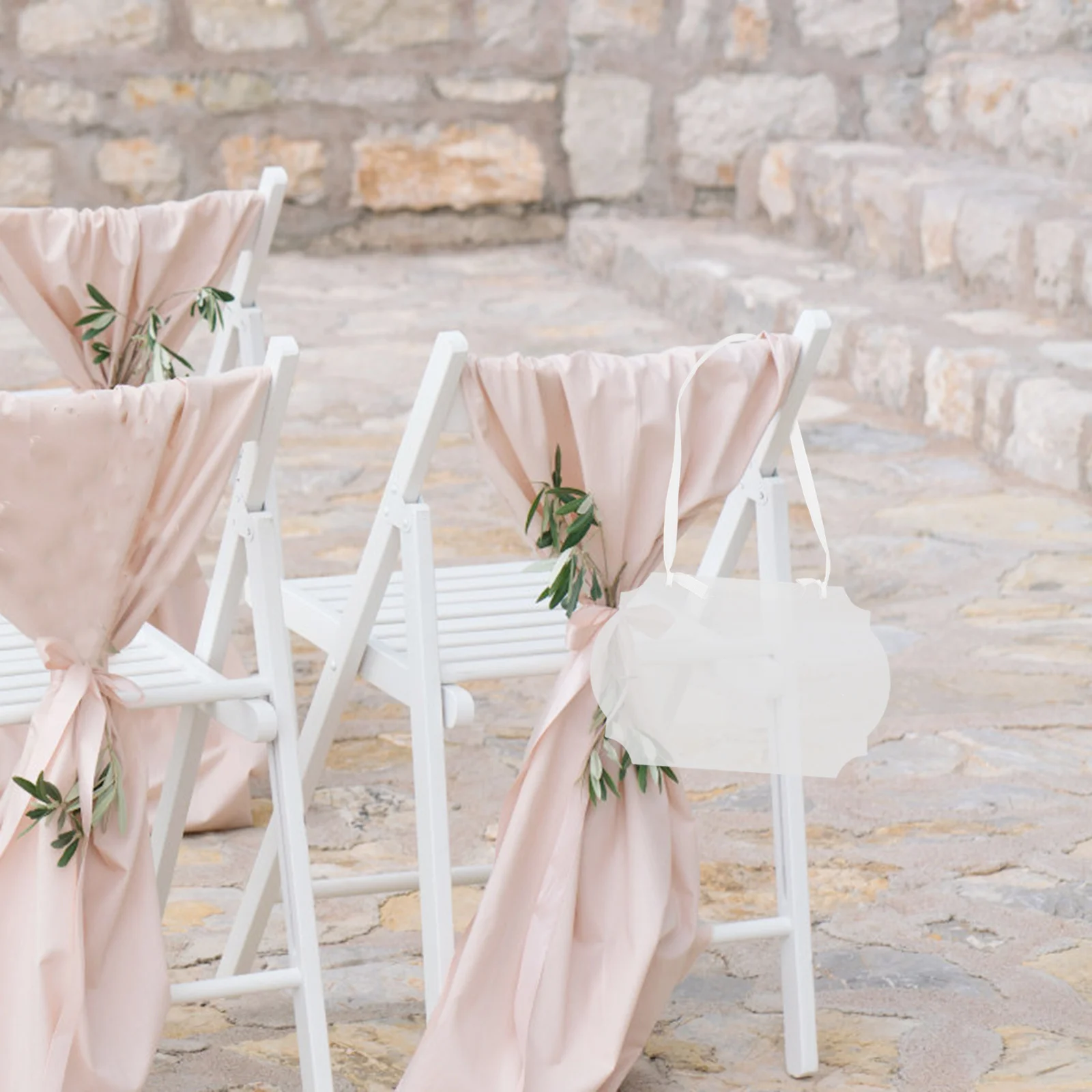 

5Pcs DIY Acrylic Hanging Signs Clear Wedding Chair Reserved Seating Tags Elegant White Ribbon Personalized Decor