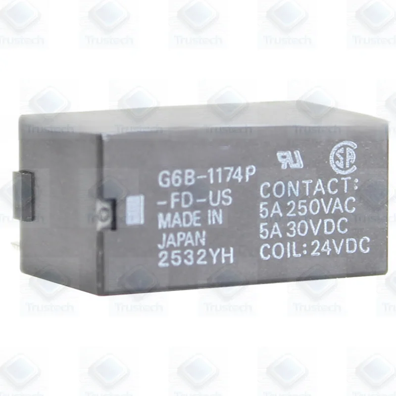 Original Terminal Relay G6B-1174P-FD-US for DC24V With 5A Current Rating, 4Pins, Normally Open Type -1114P
