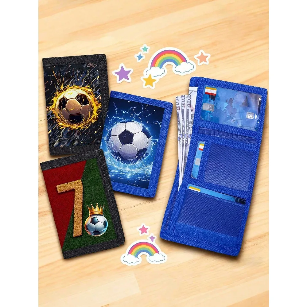 

Multifunctional Tri-Fold Wallet, Fabric Wallet, Can Hold Credit Cards, ID And Cash, Cute & Fashionable, With Coin Pouch And ID Window, Football Print, Suitable For Men, Girl And Kids