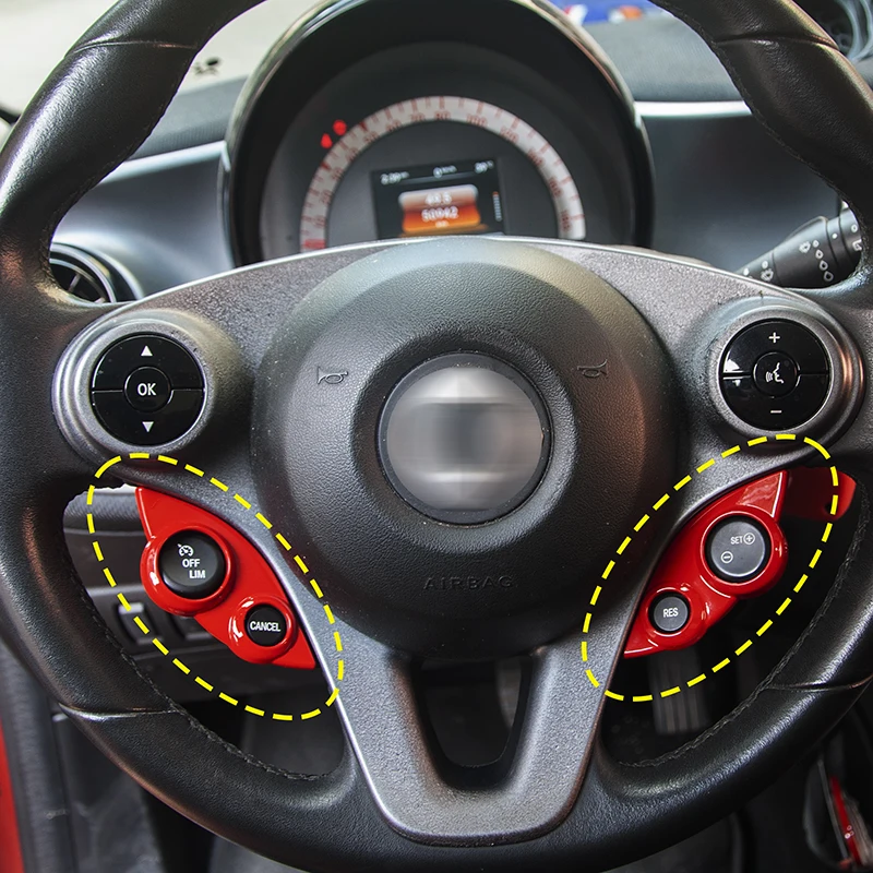 Car Steering Wheel Button Decoration Cover Cruise Control Panel Trim Stickers For Mercedes Smart 453 Fortwo Forfour Interior