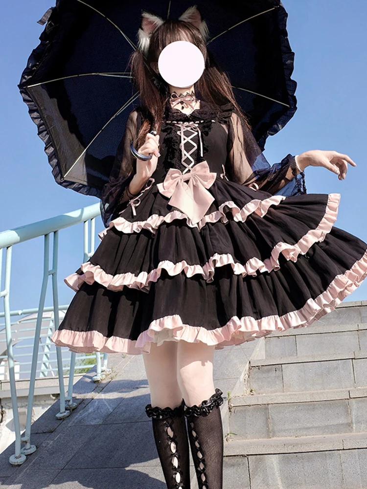 Originele Lolita Halloween Jurk Prinsessenjurk Dagelijks Donker Gothic Lolita Jurk Lief Meisje Theekransjesjurken