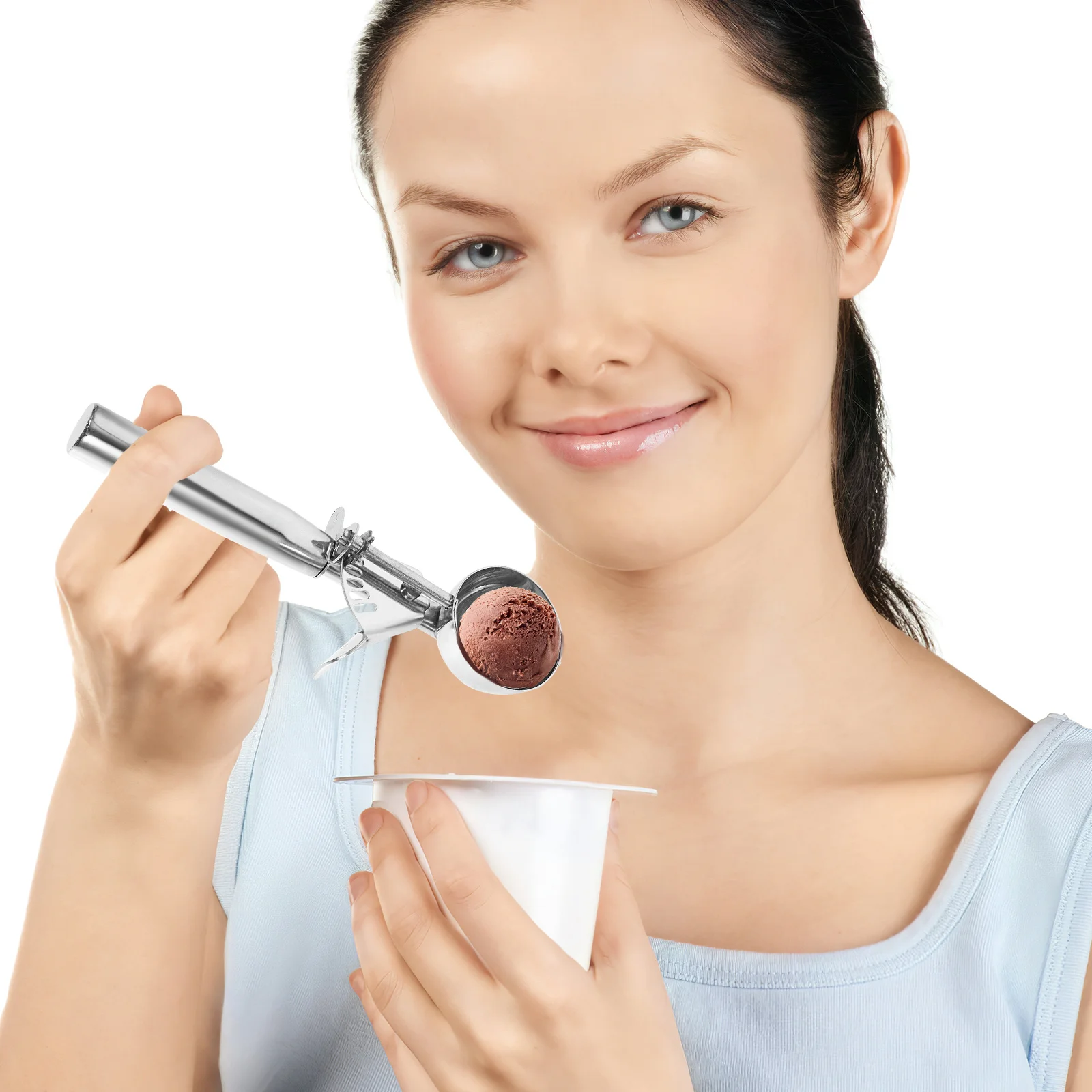 Cuchara mediana de acero inoxidable para helado, gatillo para galletas, albóndigas, puré de patatas, melón, herramienta de cocina