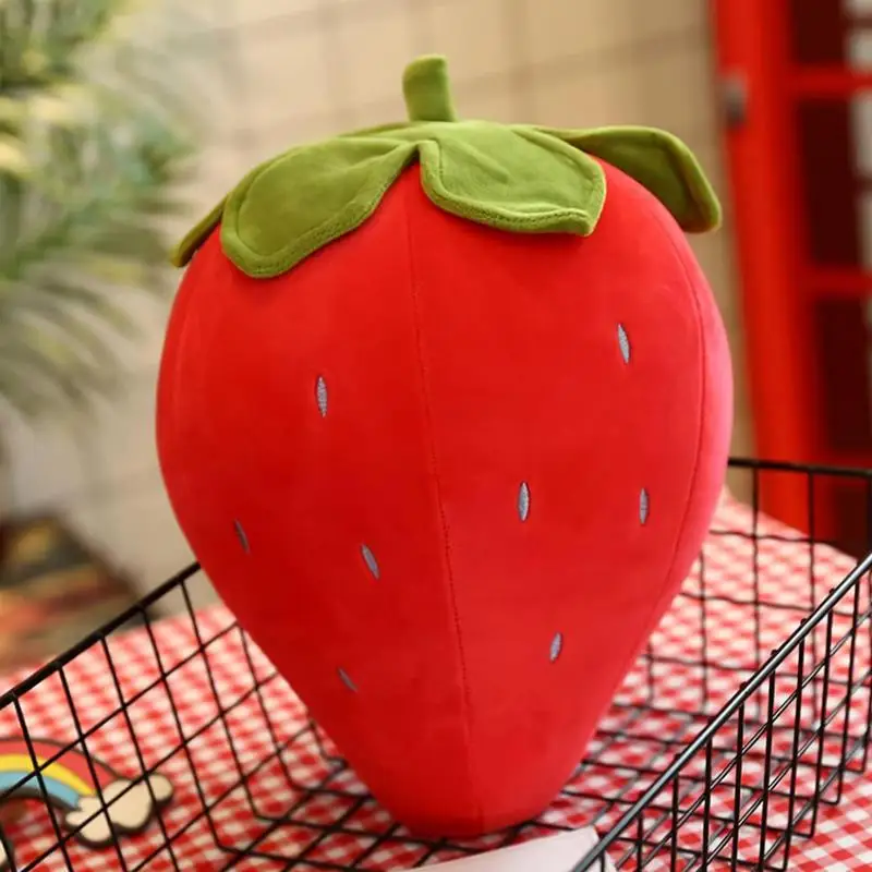 Strawberry Plush Soft Stuffed Pillow Strawberry Toy for Kids Soft Stuffed Doll Plush Toy for Toddler Bedroom Nursery Aesthetic