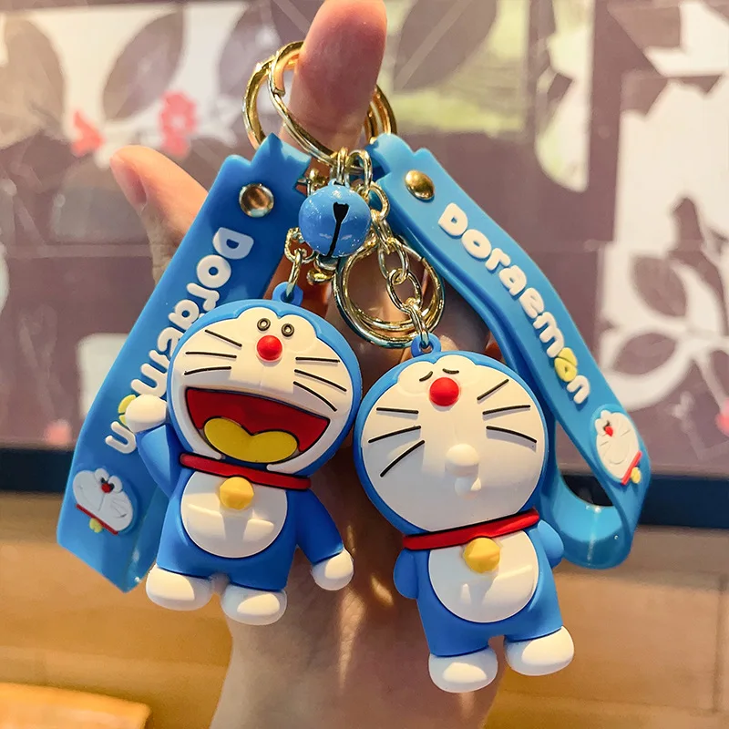 Cartoon Doraemon Keychain – Cute Silicone Figure Car Key Ring Accessory; Ideal for Couples, Backpacks, or as a Small Gift/Toy