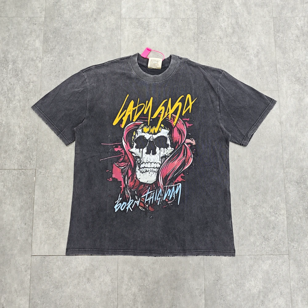 Yao Mode Grafiken Drucken Hohe Qualität 1:1 Baumwolle Tops T-stück Casual Oversize Vintage Streetwear Lose Unisex T Shirt Für Männer