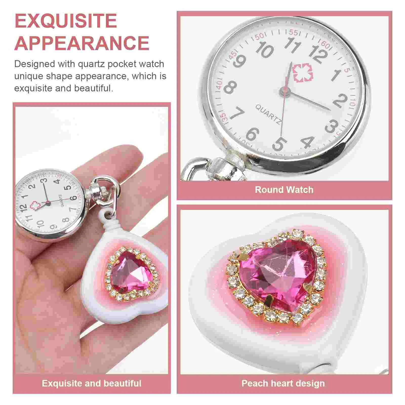 3 Pcs Watches for Nurses Retractable Practical Pin Heart-shaped Miss Digital Women