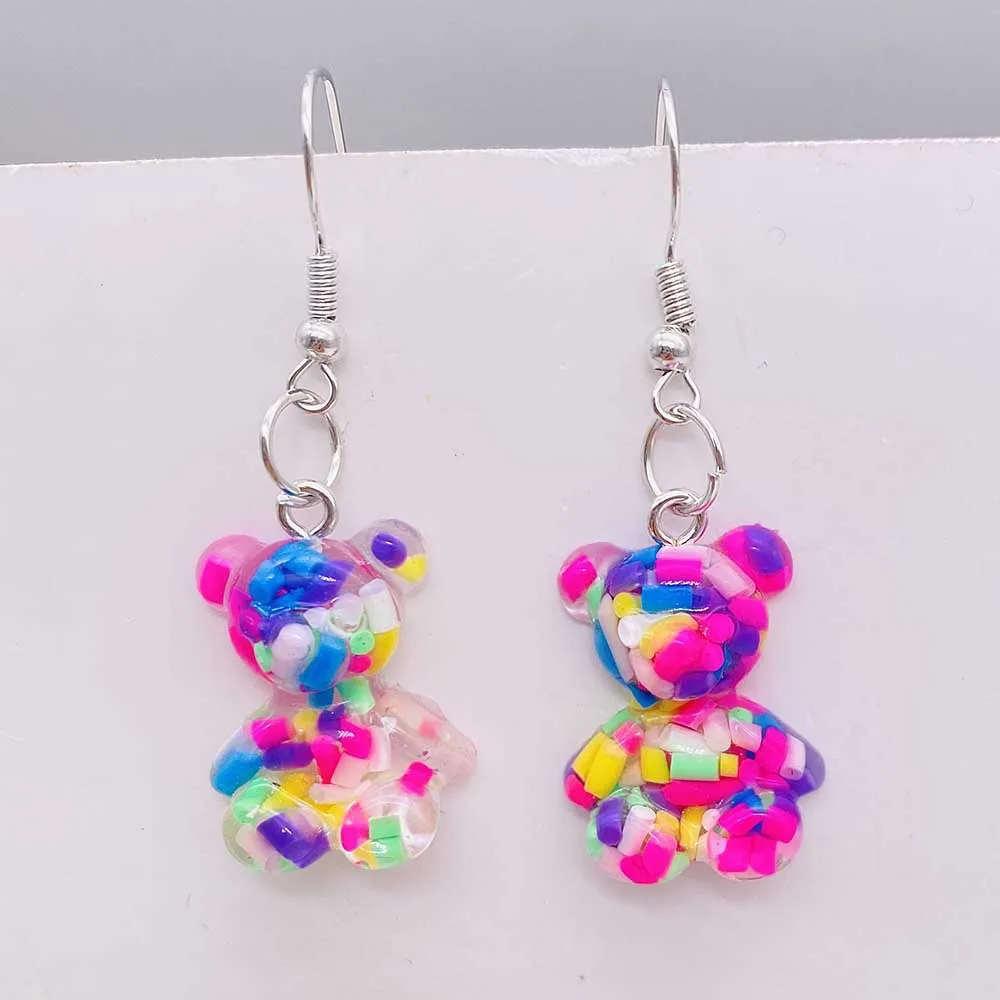 New Color Candy Acrylic Bear Earrings Cute Personalized 3D Bear Earring for Girl Gifts Valentine's Day Jewelry