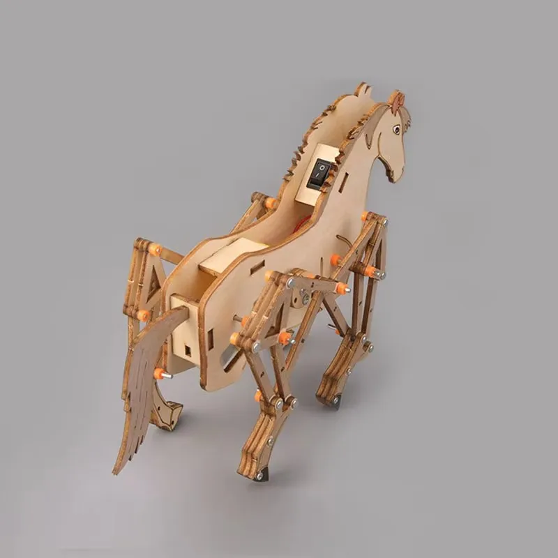 مجموعة تجميع الحصان الميكانيكية DIY - لعبة ألغاز الفيزياء الجذعية للأطفال، نموذج حيواني إنتاج صغير للتجربة العلمية #3