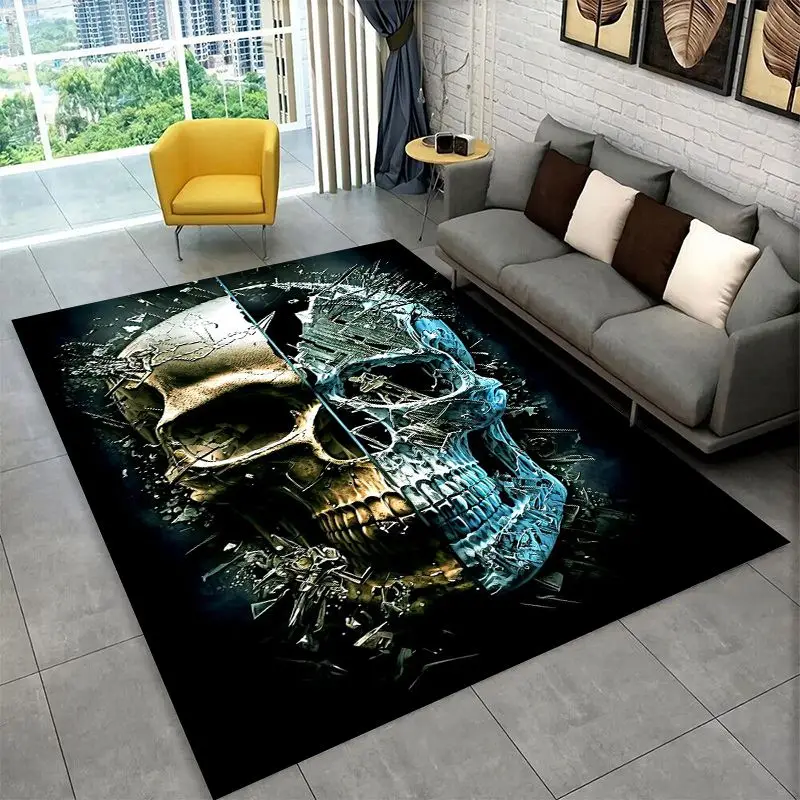 Horror Skeleton Skull Gothic Large Area Rug Non-slip Durable Carpet for Bedroom Living Room Sofa Doormat Home Decor Floor Mat