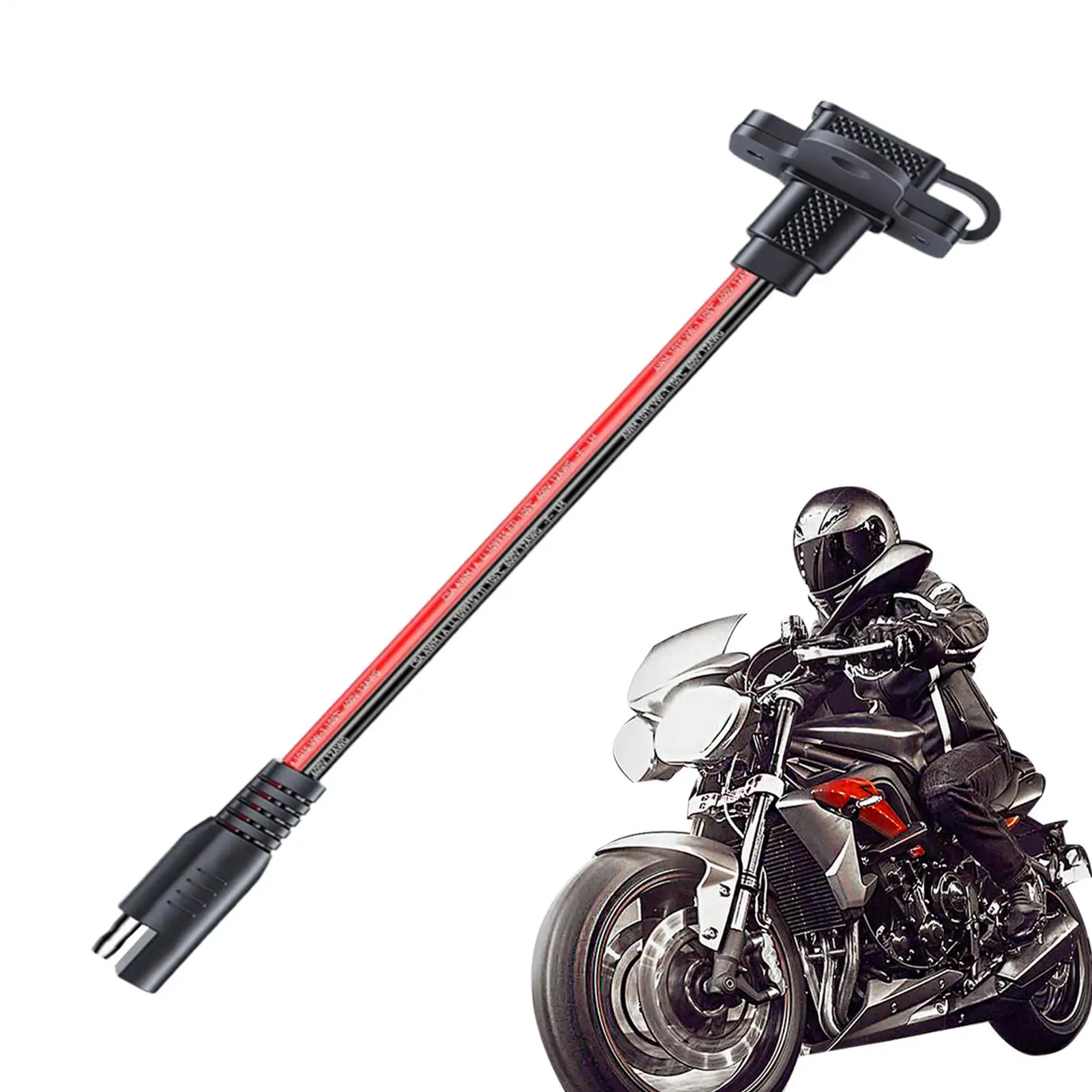 Motorcycle Battery Charging Port Mount SAE Extension Cable with Screws Motorcycle Battery Charger Bracket Port Mount