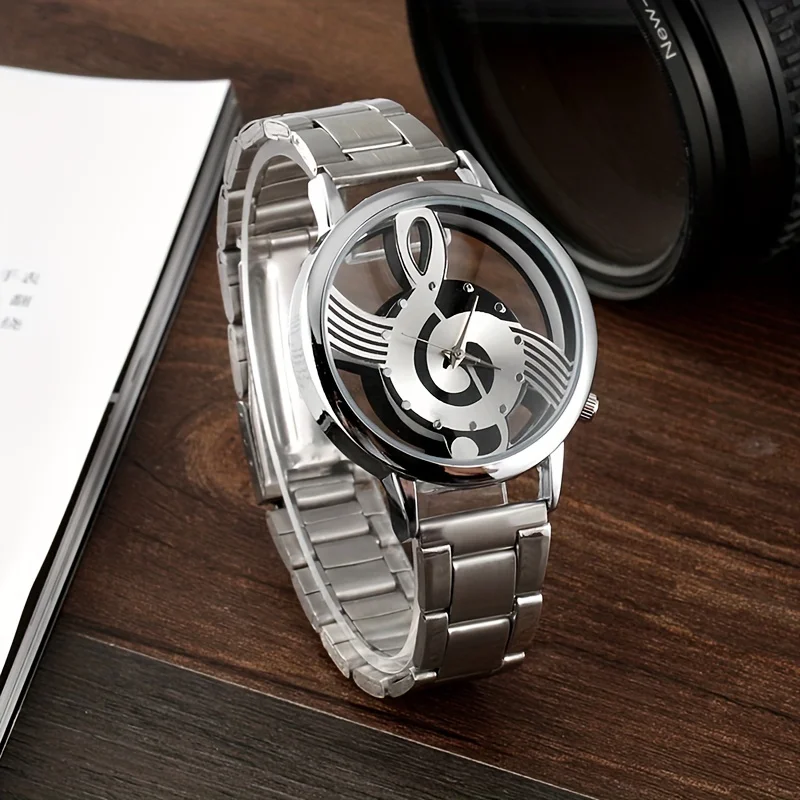 

Men's Fashion Stainless Steel Music Symbol Quartz Watch, Ideal choice for Gifts