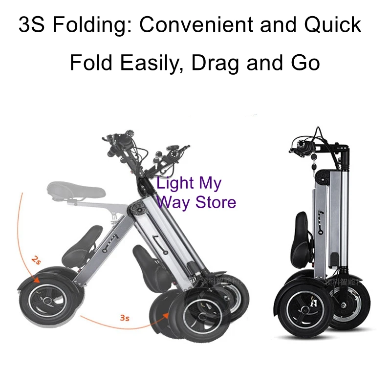 Portable Electric Tricycle Ultra-Light Folding E-Bike Adult Lithium Battery Bike Compact Electric Scooter for Men and Women