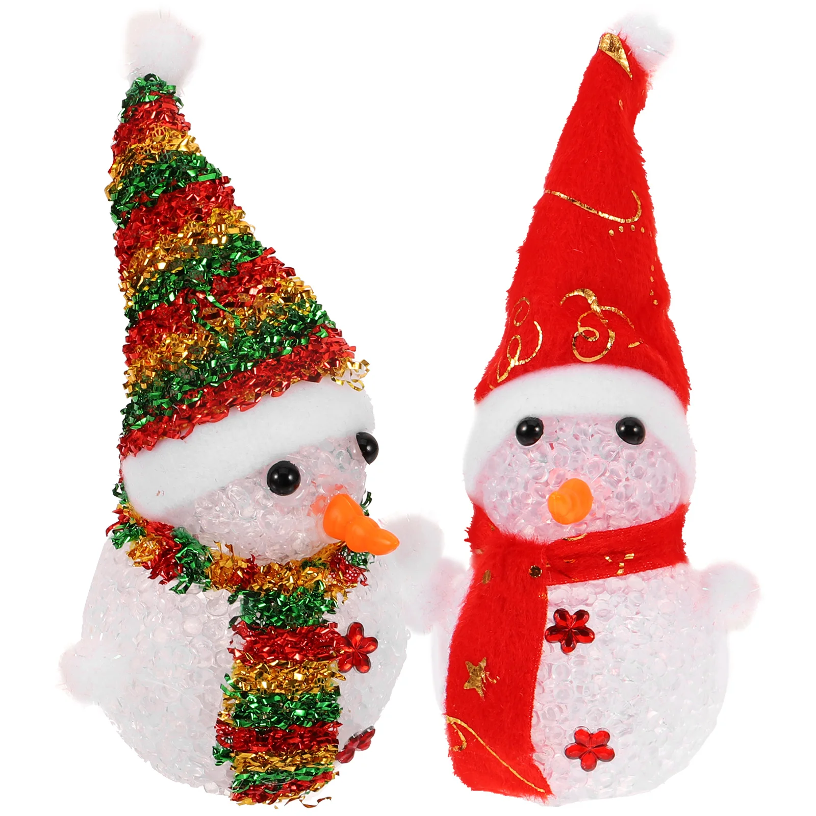 2 PCS Glowing Christmas Snowman s Home Decoration Colorful Night Light Lighted s Pvc Crystal Particles Lamp LED