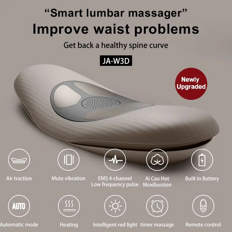 Multifunctional remote control back massager stretcher waist air traction belt red light heating vibration massager