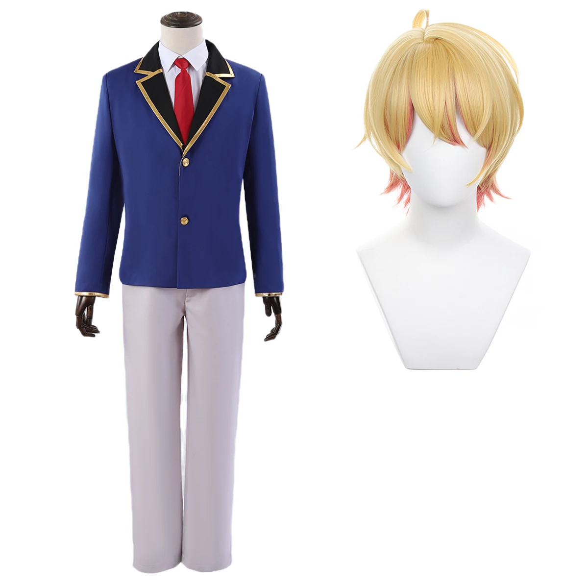 

HOLOUN OSHI NO KO Anime Akua Hoshino Cosplay Costume Wig Aqua School Uniform Suit Daily Wearing Shirt Rose Net Synthetic Fiber