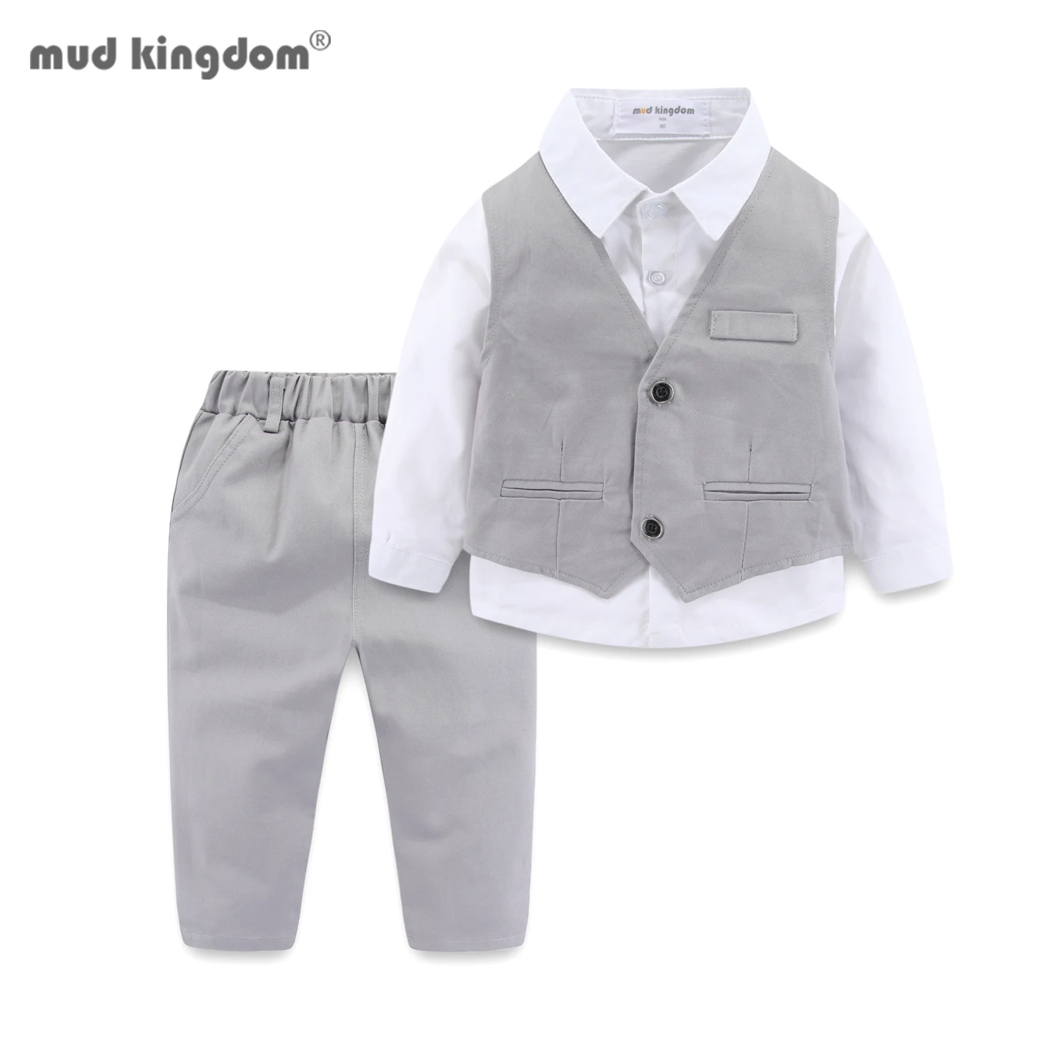 

3 шт., комплект для мальчиков, рубашка с длинным рукавом, жилет и брюки