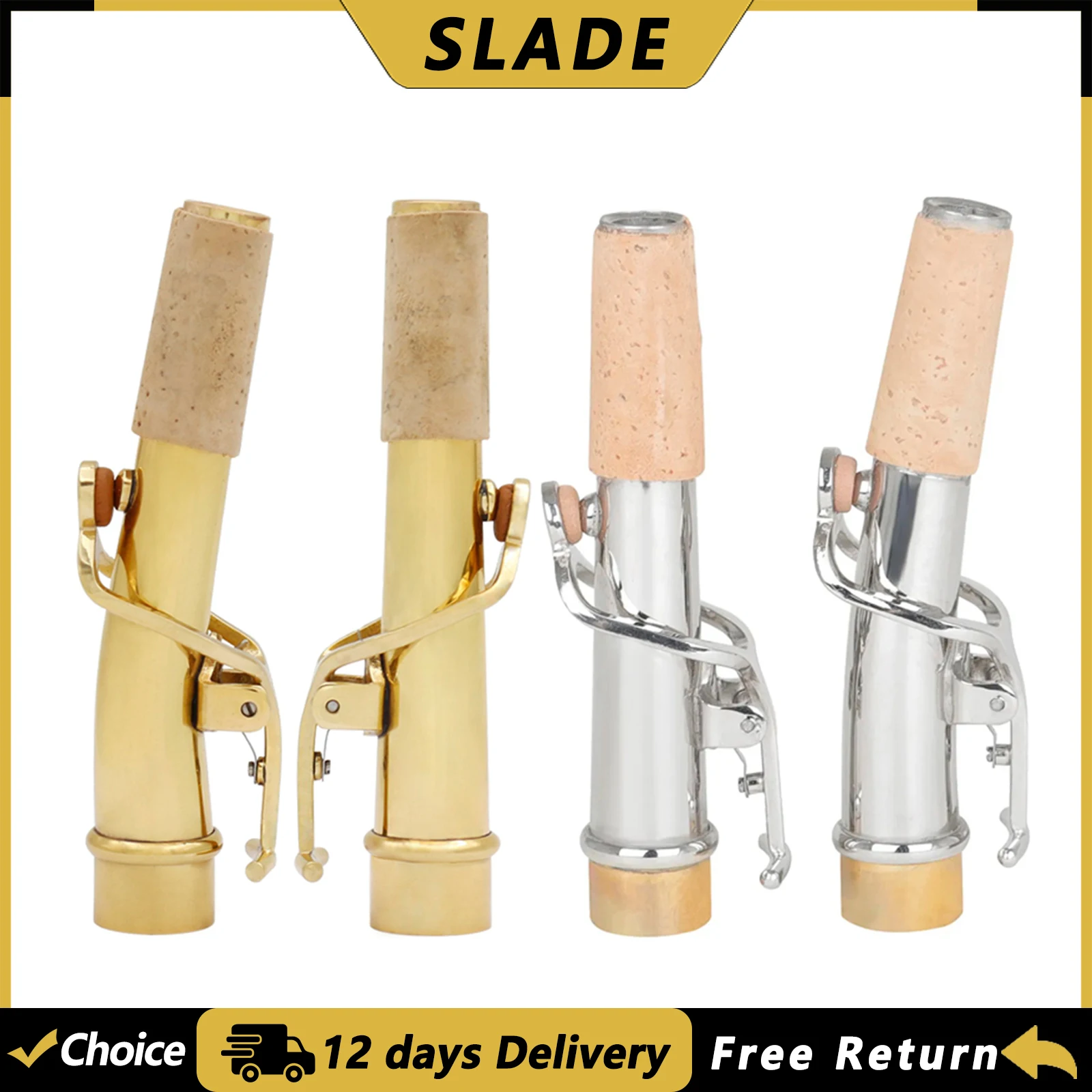 

SLADE 2 шт. изогнутые и прямые латунные шейки для сопрано-саксофона Bb, профессиональные запчасти и аксессуары для деревянных духовых инструментов