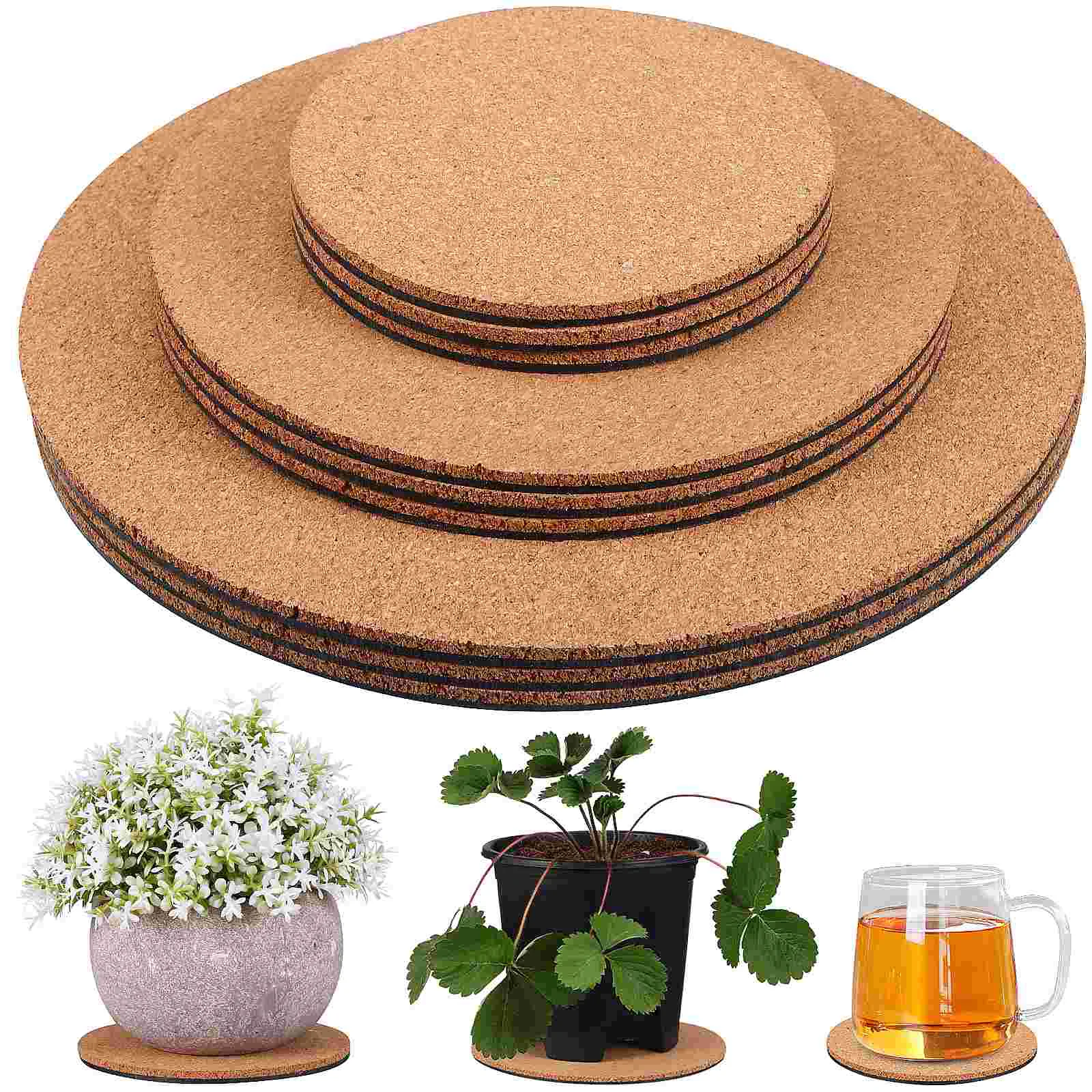 

9 Pcs Plant Mat Indoor Round Plastic Cork Pads Flower Pot Pack Mats Coasters Sheets