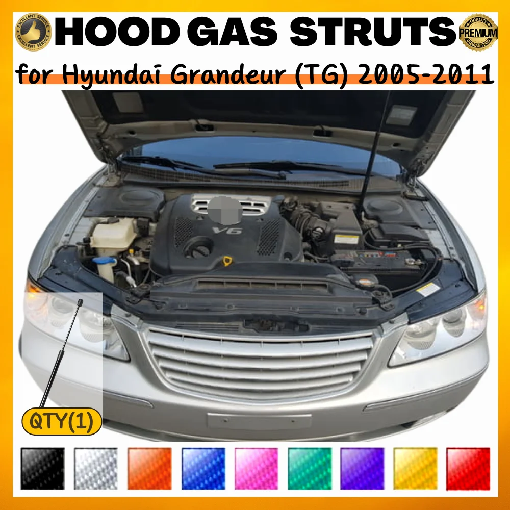 Qty(1) Hood Strut for Hyundai Grandeur/Azera (TG) 2005-2011 Front Bonnet Carbon Fiber Lift Support Gas Spring Shock Absorber