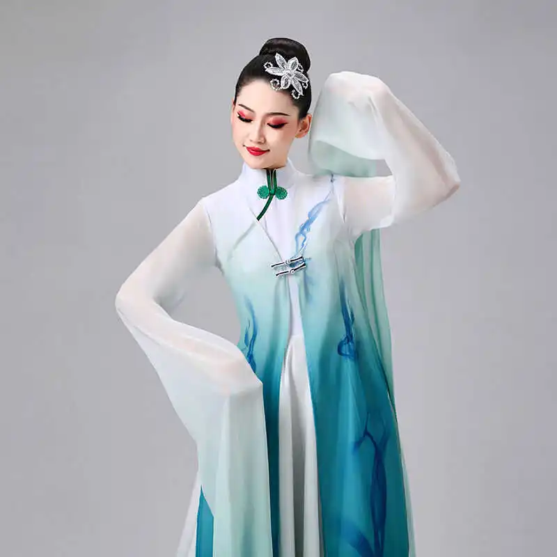 Starożytny rękaw wodny Klasyczny kostium taneczny Narodowy strój do tańca ludowego Kobieta Strój sceniczny Hanfu Odzież do tańca nowoczesnego